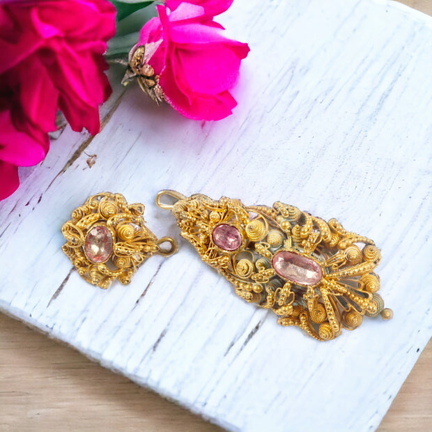 Georgian Pink Crystal Day & Night Drop Pendant