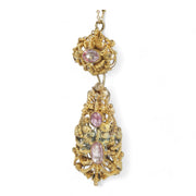 Georgian Pink Crystal Day & Night Drop Pendant