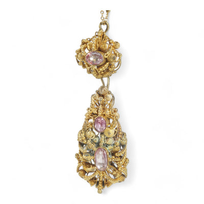 Georgian Pink Crystal Day & Night Drop Pendant