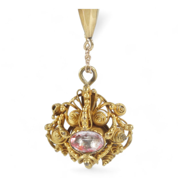 Georgian Pink Crystal Day & Night Drop Pendant