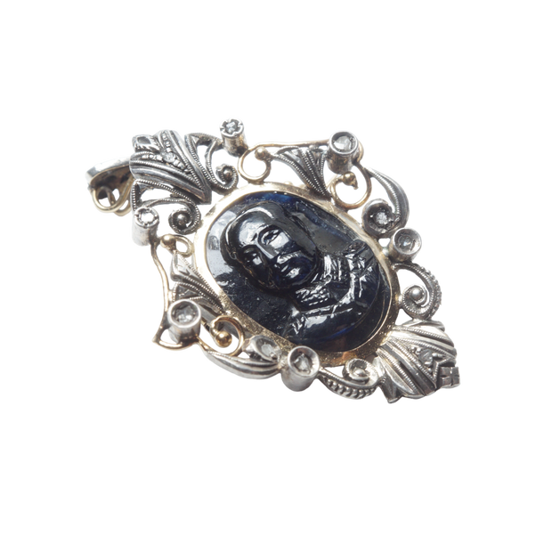 Victorian King of Siam Carved Sapphire Pendant