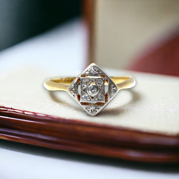 Art Deco Open Worked Cluster Ring