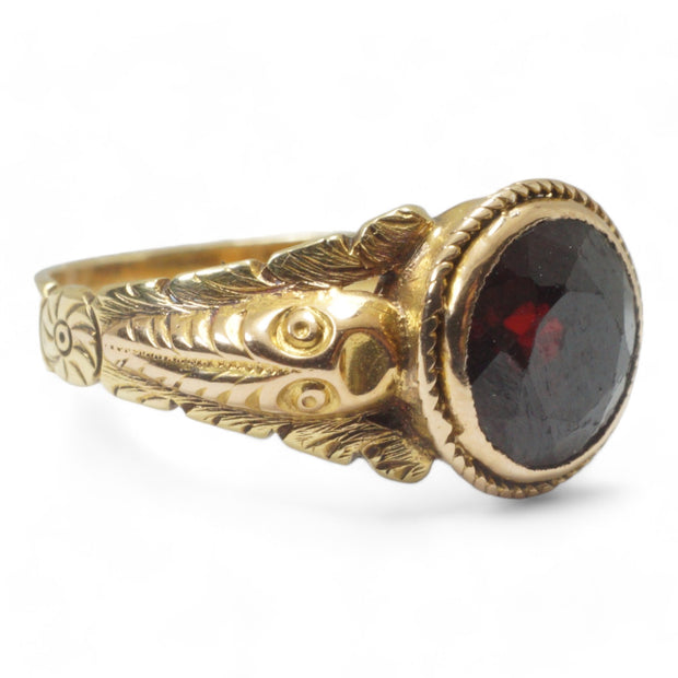 Antique Victorian Period Garnet Snakes Ring
