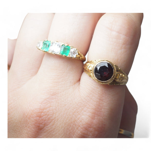 Antique Victorian Period Garnet Snakes Ring