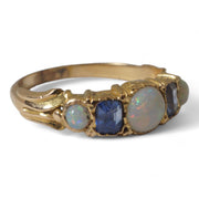 Victorian 18k Gold Opal and Ceylon Sapphire Ring
