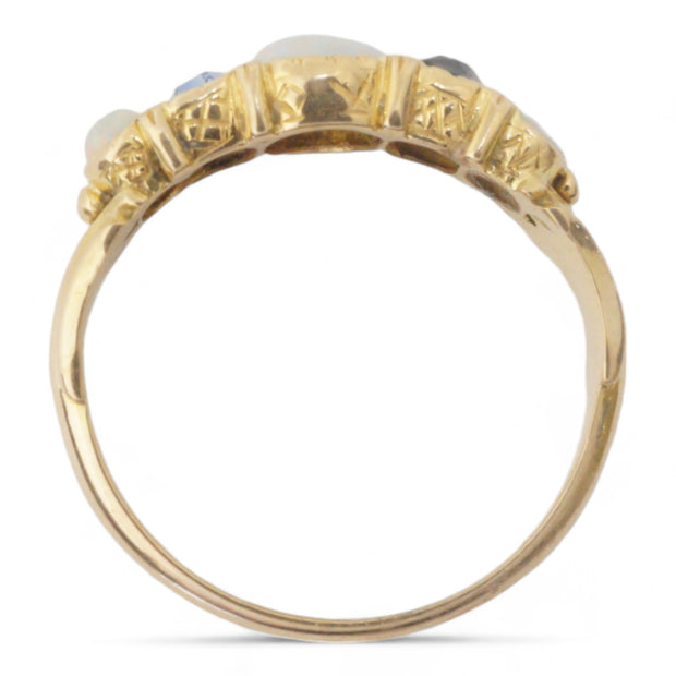 Victorian 18k Gold Opal and Ceylon Sapphire Ring