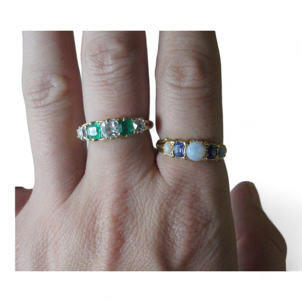 Victorian 18k Gold Opal and Ceylon Sapphire Ring