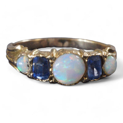Victorian 18k Gold Opal and Ceylon Sapphire Ring
