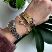 Victorian 15k Gold Enamel and Pearl Buckle Bangle