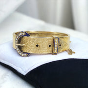 Victorian 15k Gold Enamel and Pearl Buckle Bangle