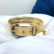 Victorian 15k Gold Enamel and Pearl Buckle Bangle