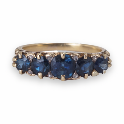 Sapphire Diamond 5 Stone Ring