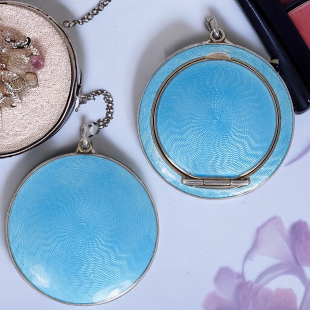 Guilloche Enamel Silver Compact Pendant