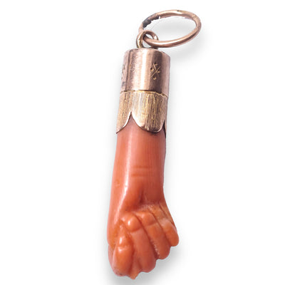 Antique Gold Coral Manu Figa Pendant